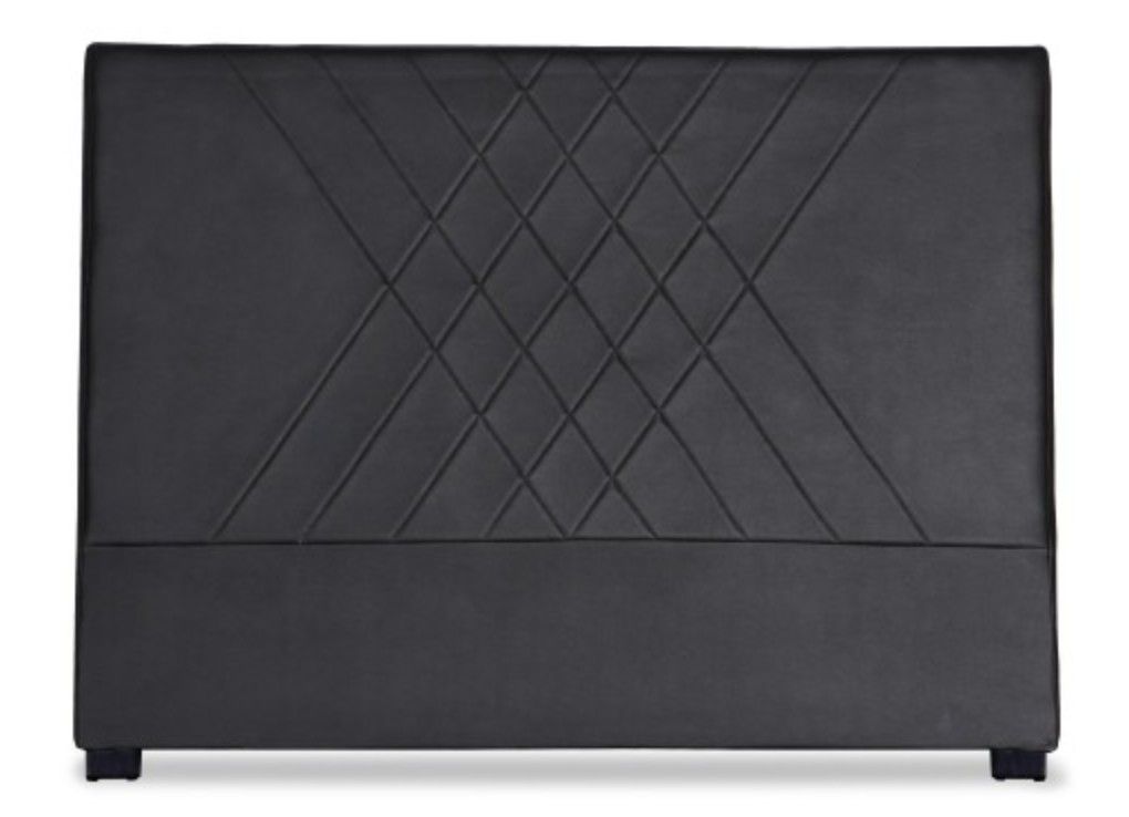 Tête de lit simili noir coutures en diagonale Madie 160 - Photo n°1