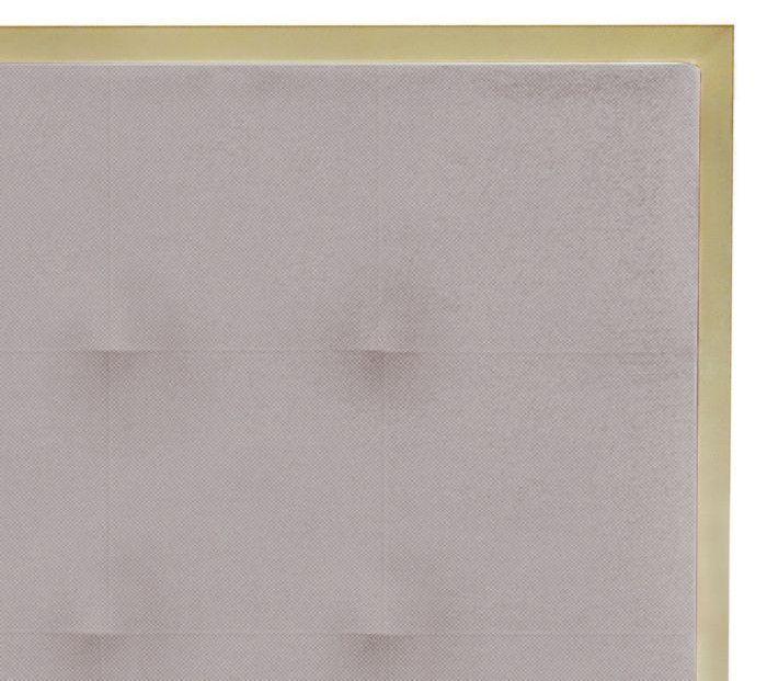 Tête de lit tissu beige et métal doré Reine 160 cm - Photo n°3