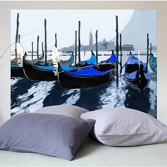 Tête de lit Tissu Gondoles à Venise Bleue - Photo n°1