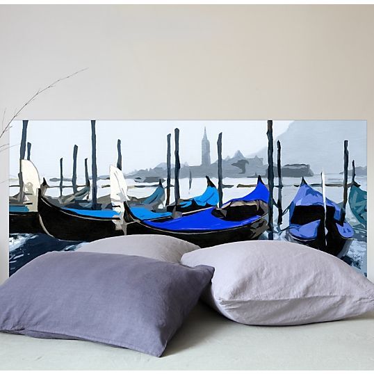 Tête de lit Tissu Gondoles à Venise Bleue L 160 x H 70 cm - Photo n°3