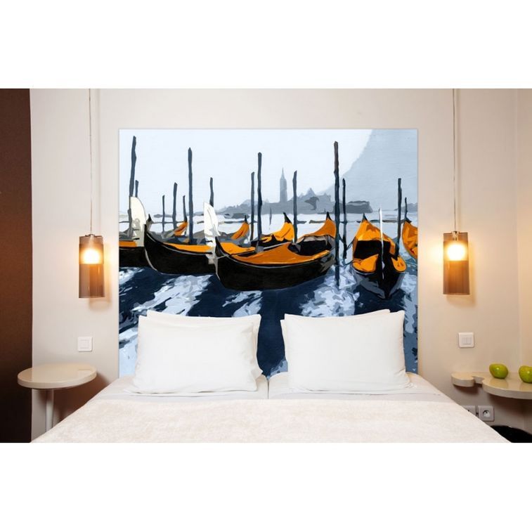 Tête de lit Tissu Gondoles à Venise Orange - Photo n°1