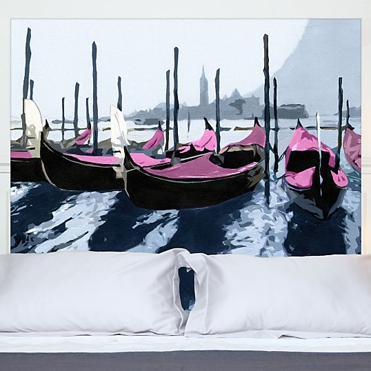 Tête de lit Tissu Gondoles à Venise Rose - Photo n°1