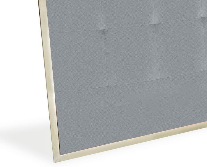 Tête de lit tissu gris clair et métal doré Reine 180 cm - Photo n°3