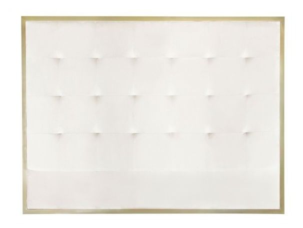Tête de lit velours blanc et métal doré Reine 140 cm - Photo n°1