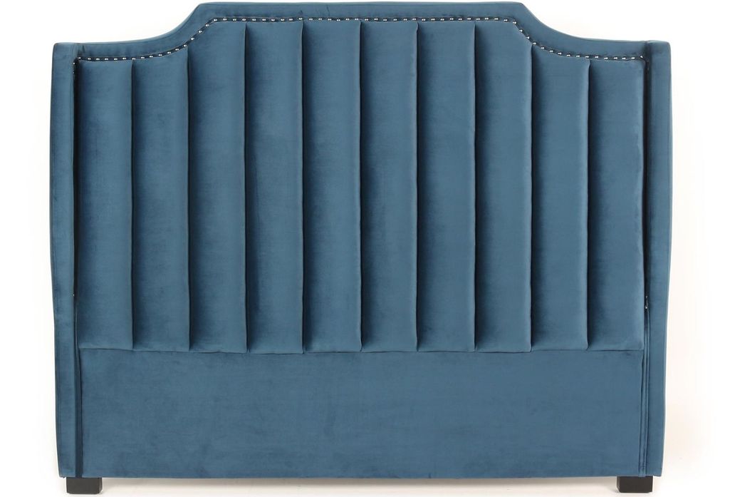 Tête de lit velours bleu Daro L 160 cm - Photo n°1