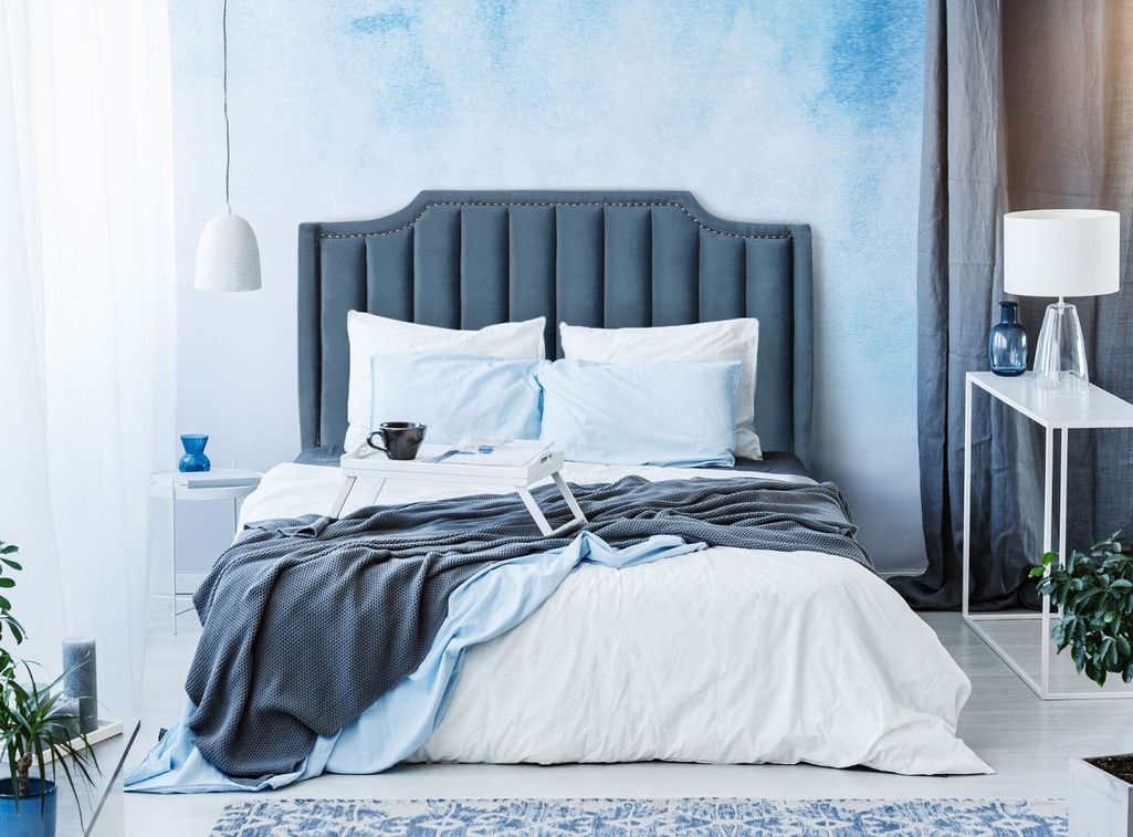 Tête de lit velours bleu Daro L 160 cm - Photo n°3