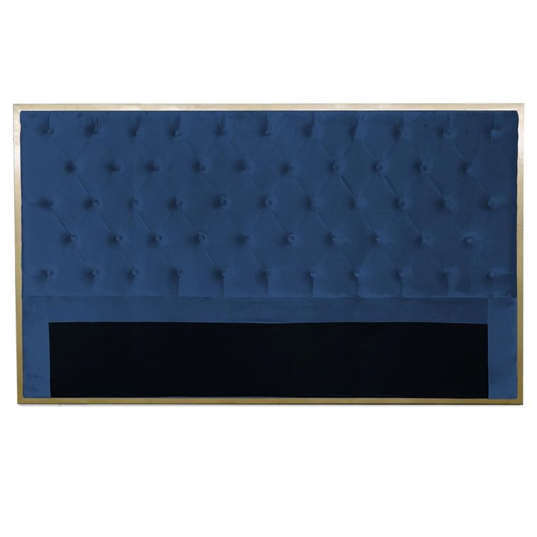 Tête de lit velours bleu et métal doré Riella 180 cm - Photo n°1