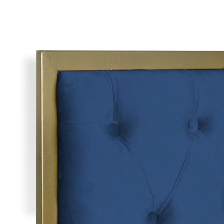 Tête de lit velours bleu et métal doré Riella 180 cm - Photo n°2