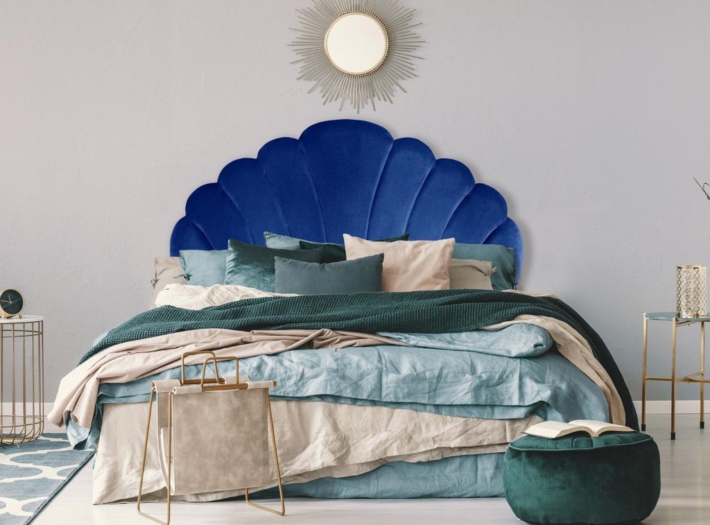 Tête de lit velours bleu Erma L 140 cm - Photo n°3