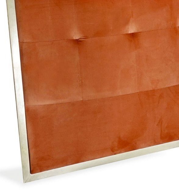 Tête de lit velours orange et métal doré Reine 180 cm - Photo n°4