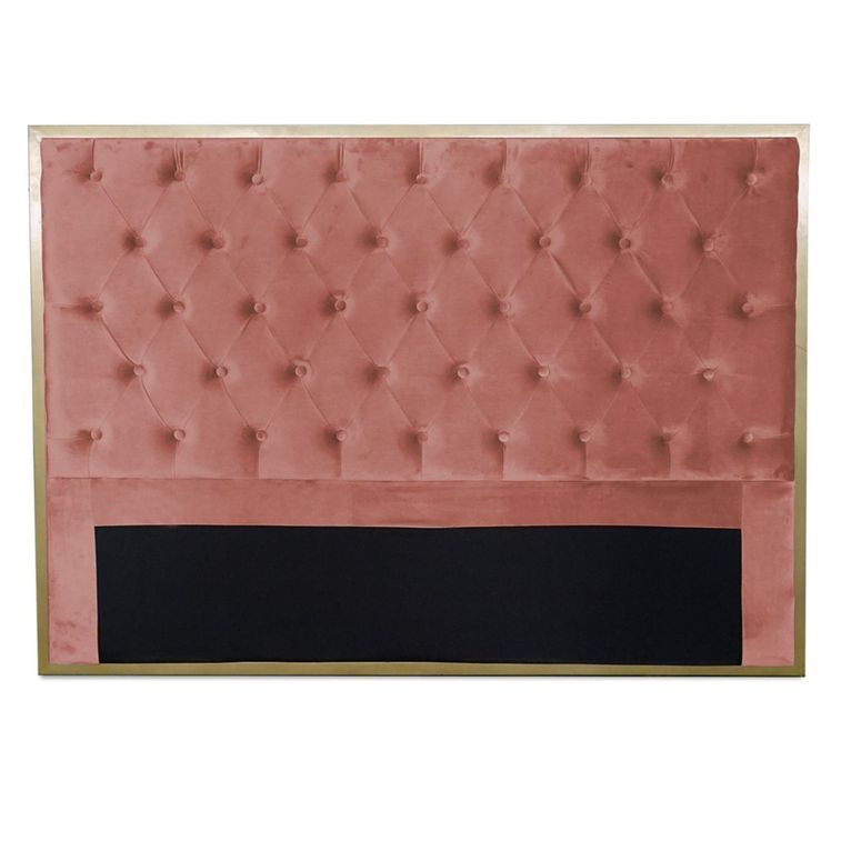 Tête de lit velours rose et métal doré Riella 140 cm - Photo n°1