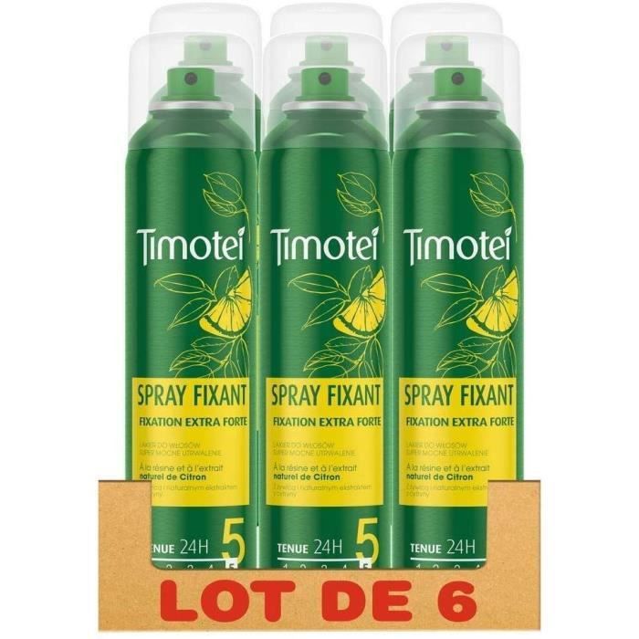 TIMOTEI Lot de 6 Sprays Fixation Extra Forte - 250ml - Photo n°1