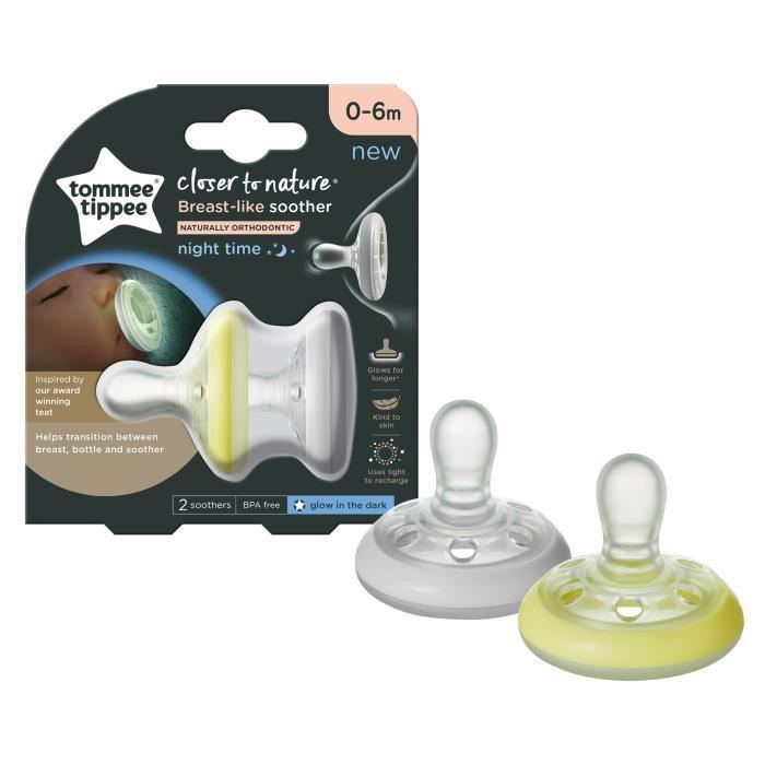 TOMMEE TIPPEE Sucette CTN - Forme Naturelle Nuit x2 0-6 mois - Photo n°1