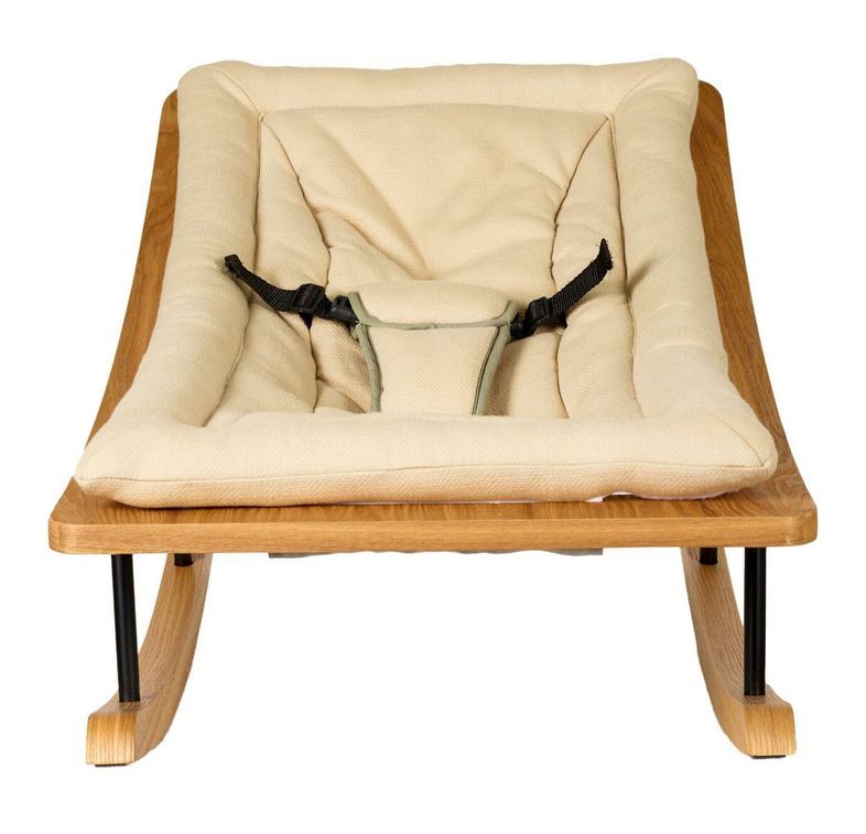 Transat bébé coussin beige et frêne massif clair Caline - Photo n°3
