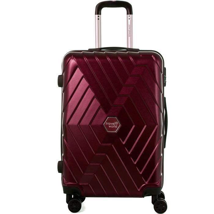 TRAVEL WORLD Valise trolley - ABS - 4 Roues - XL - 70 cm - Rouge - Photo n°1