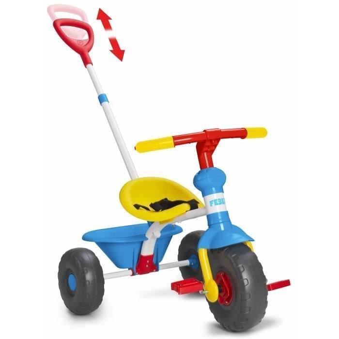 Tricycle Baby Trike 3 en 1 - bleu et jaune - FEBER - canne ajustable - Photo n°1