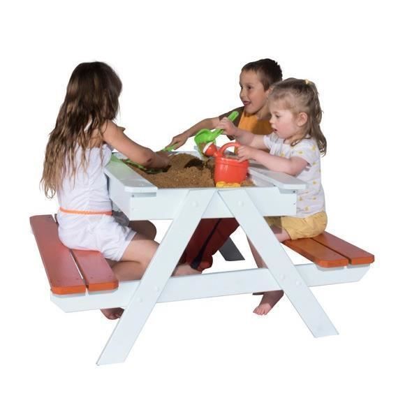 TRIGANO Table Pic nic en bois Enfant avec bac a sable intégré - Photo n°2