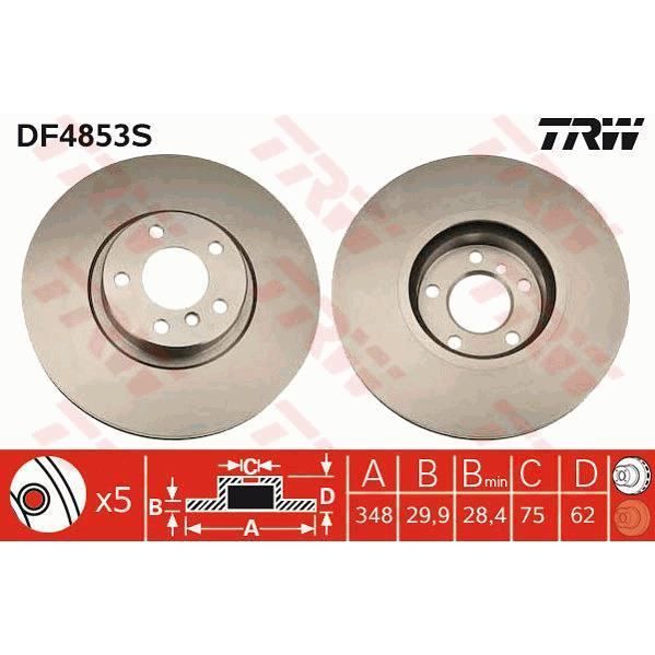 TRW Disque de frein unitaire DF4853S - Photo n°1