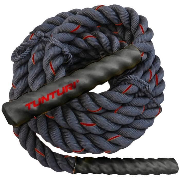 TUNTURI Corde ondulatoire de musculation battle rope crossfit 9m noire - Photo n°1