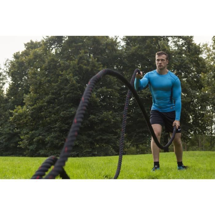 TUNTURI Corde ondulatoire de musculation battle rope crossfit 9m noire - Photo n°3