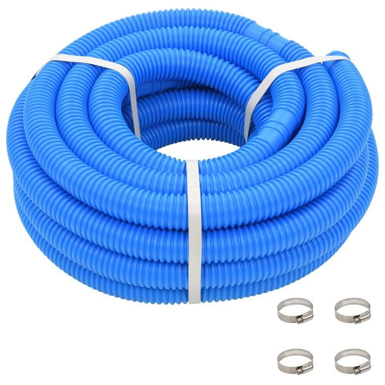 Tuyau de piscine avec colliers de serrage bleu 38 mm 12 m - Photo n°1