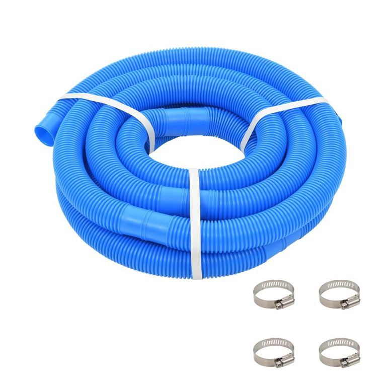Tuyau de piscine avec colliers de serrage bleu 38 mm 6 m - Photo n°1