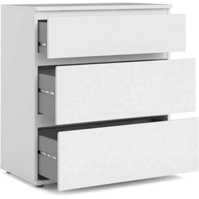 TVILUM Commode 3 tiroirs - Décor blanc - L 76,8 x P 40 x H 83,70 cm - OMAHA - Photo n°2