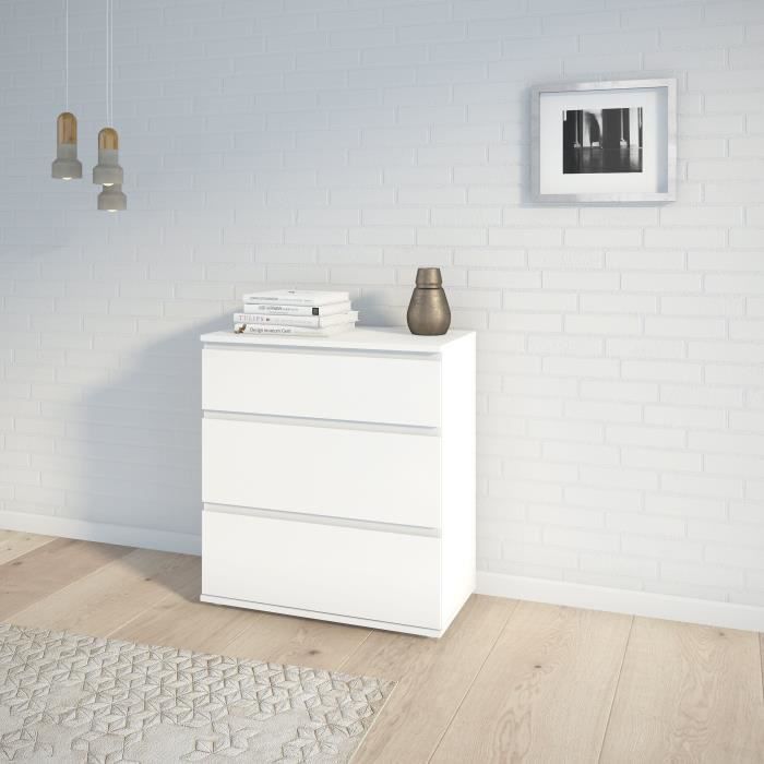 TVILUM Commode 3 tiroirs - Décor blanc - L 76,8 x P 40 x H 83,70 cm - OMAHA - Photo n°4