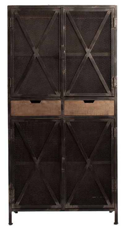 Vaisselier 4 portes 2 tiroirs manguier clair et métal noir Kusty - Photo n°3