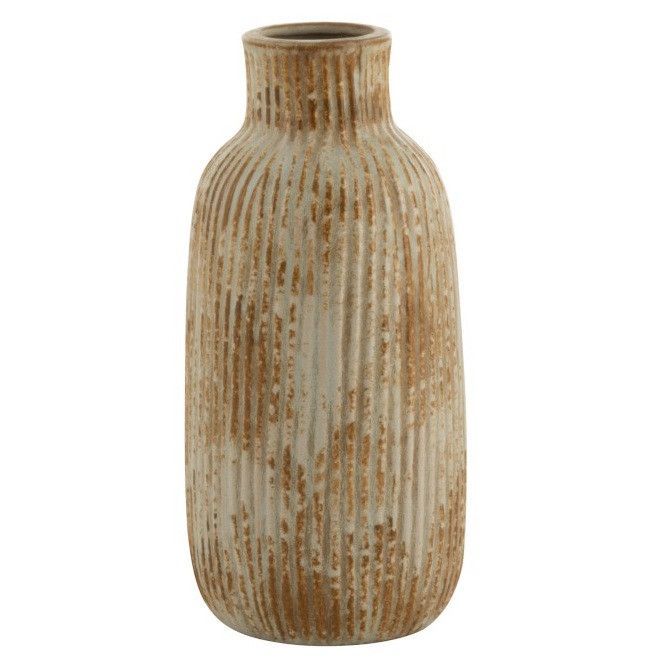 Vase céramique jaune à rayures Jibel H 30 cm - Photo n°1