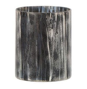 Vase cylindrique verre noir et gris Liath H 15 cm - Photo n°1