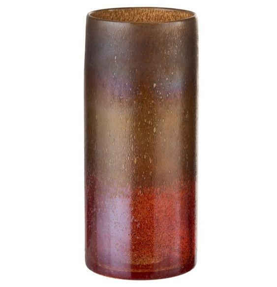Vase cylindrique verre ocre et bordeaux Winno H 28 - Photo n°1