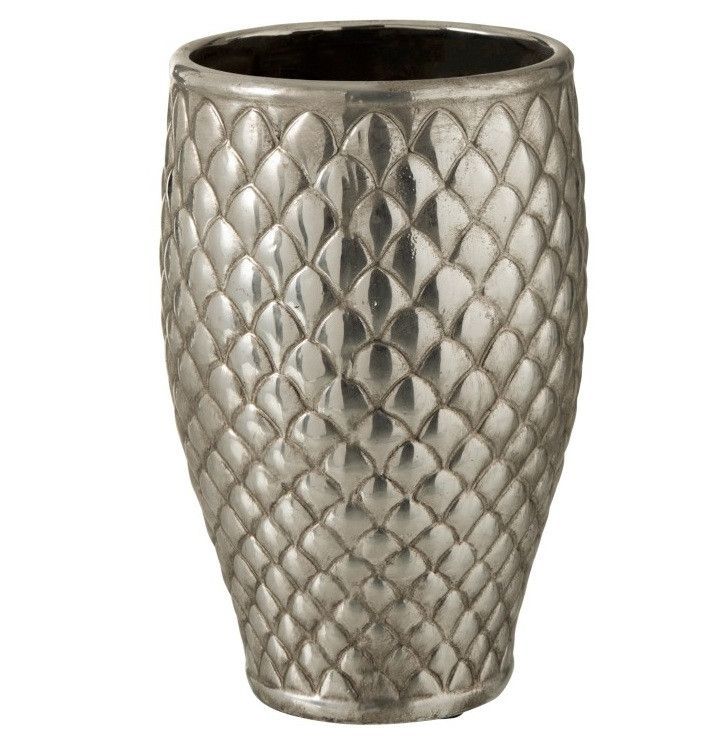 Vase métal argenté à carreaux Neela H 30 cm - Photo n°1