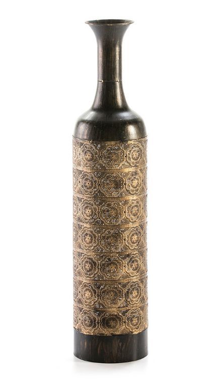 Vase métal noir et doré vieilli Casta H 87 - Photo n°1