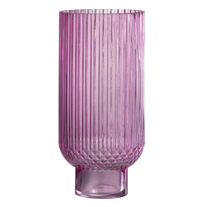 Vase rond verre rose Ocel H 27 cm - Photo n°1