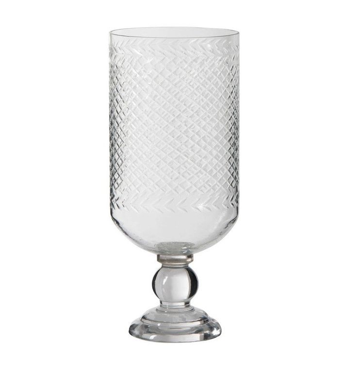 Vase sur pied verre taillé transparent Licia 42 cm - Photo n°1