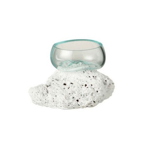 Vase verre et pied pierre blanche Marino 10 cm - Photo n°1
