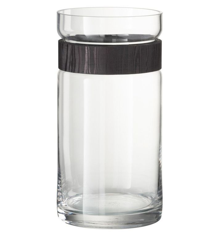 Vase verre transparent et bois foncé Ocel - Lot de 3 - Photo n°1
