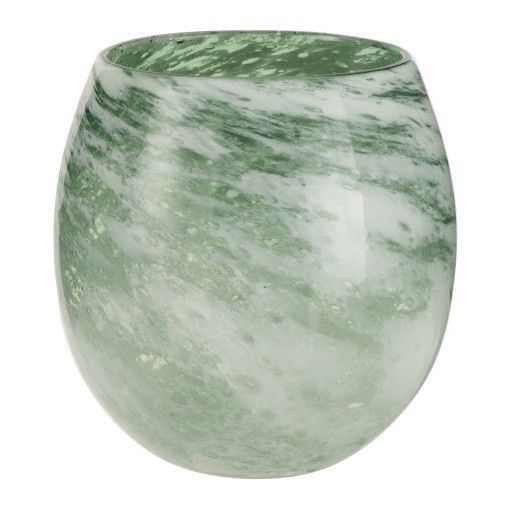 Vase verre vert et blanc Ocel H 18 cm - Photo n°1