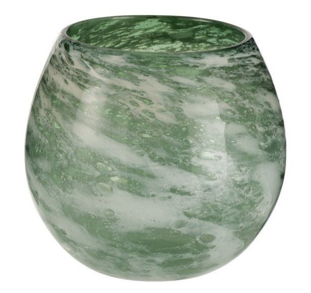 Vase verre vert et blanc Ocel H 21 cm - Photo n°1