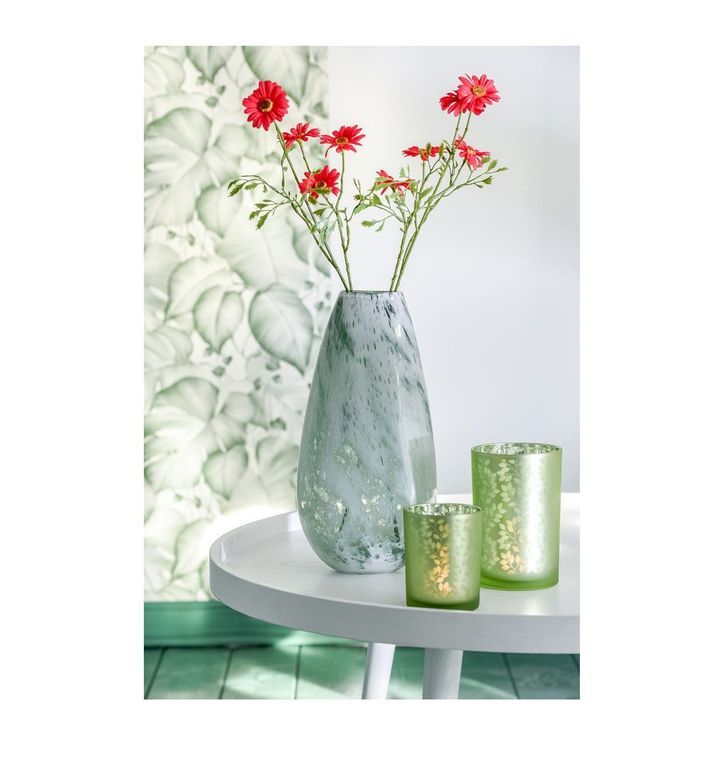 Vase verre vert et blanc Ocel H 38 cm - Photo n°2