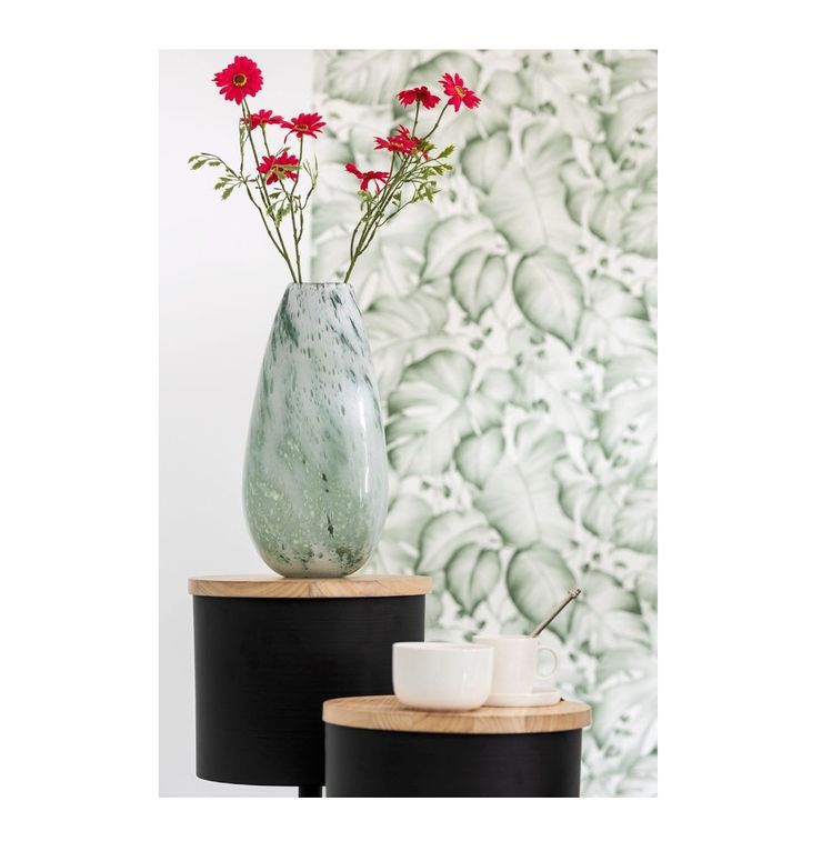 Vase verre vert et blanc Ocel H 38 cm - Photo n°3