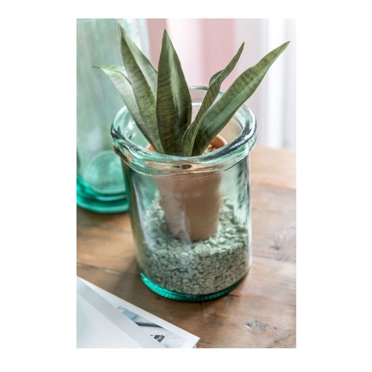 Vase verre vert Indie H 20 cm - Photo n°2