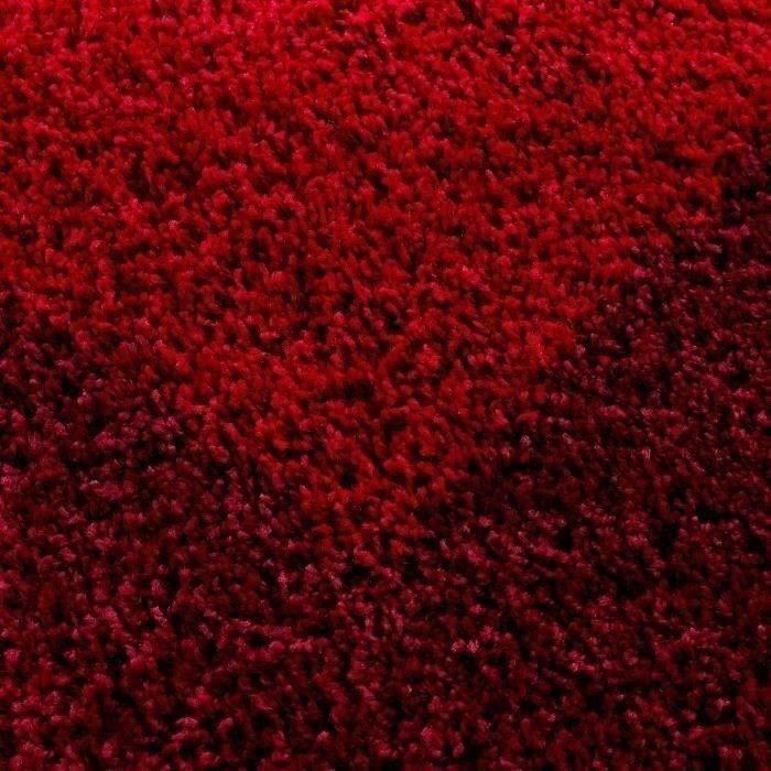 VEGA Tapis de salon Shaggy - 80 x 150 cm - Rouge - Photo n°4