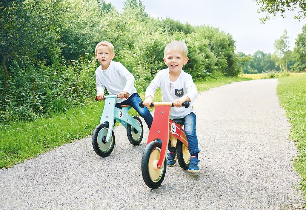 Vélo draisienne enfant bouleau massif vert et argent Nico - Photo n°3