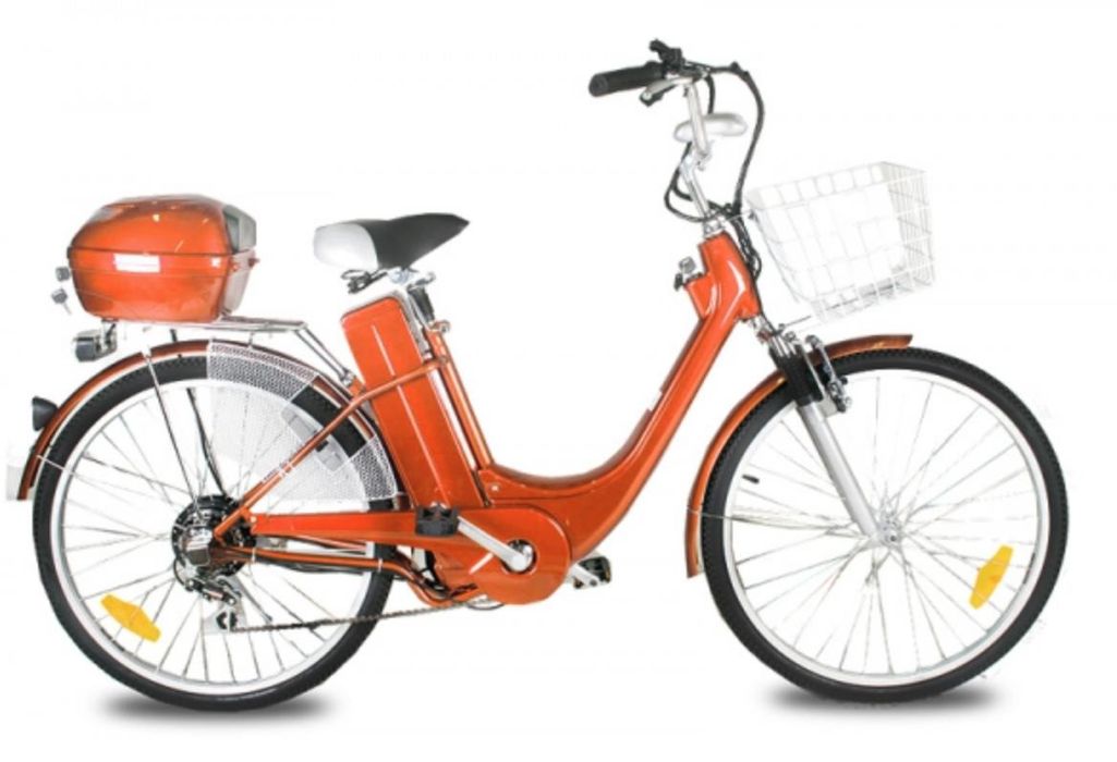 Vélo électrique de ville 250W E-Go City orange - Photo n°1