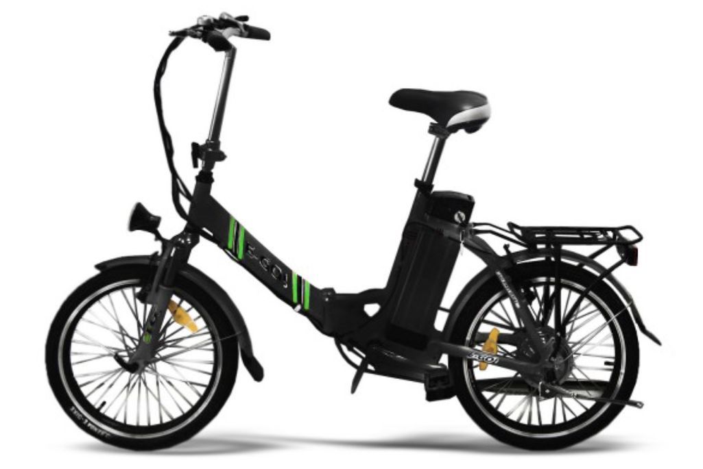 Vélo électrique E Go Line Quick 250W Noir et vert - Photo n°1