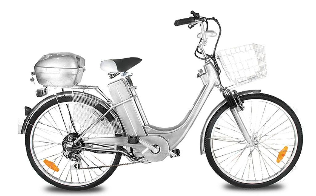 Vélo électrique homolgué route City Bike argent - 25 km/h - Photo n°1