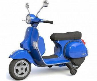 Vespa électrique bleu pour enfant avec petites roues d'entrainement - Photo n°1