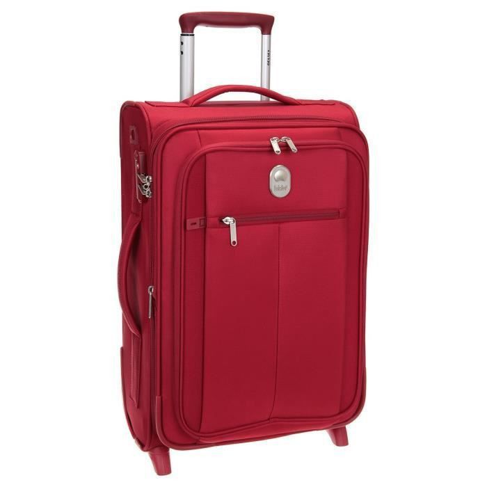 VISA DELSEY Valise Cabine Low Cost Extensible Souple 2 Roues 55cm PIN UP5 Rouge - Photo n°1